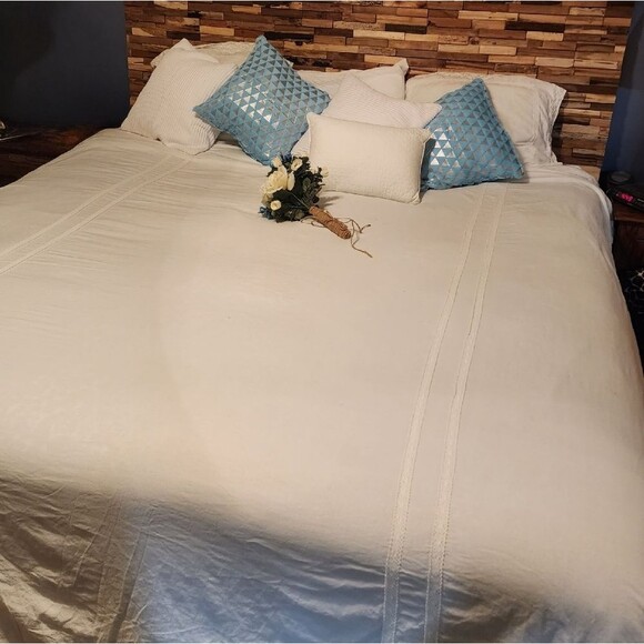 Laura Ashley White Duvet Cover Set 100% Cotton with Crochet Lace Full/Queen - Picture 5 of 15